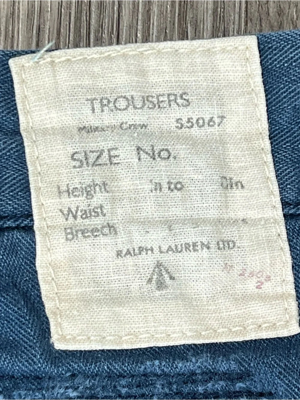Polo Ralph Lauren LTD Military Crew Officer Trousers Mens 34x29 Blue ButtonFly